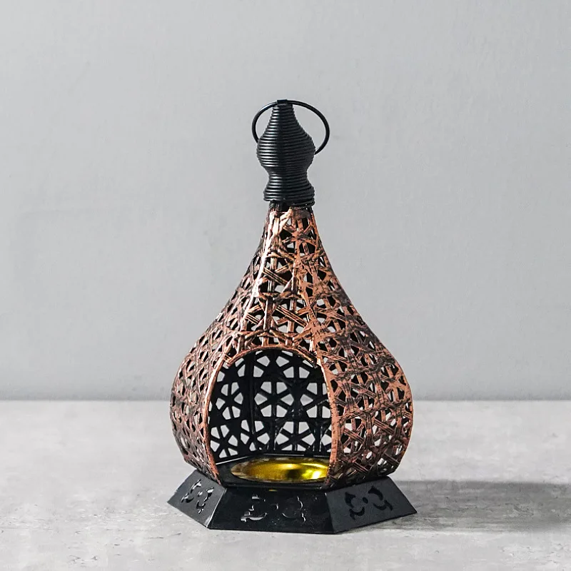 Moroccan-Style Religious Candle Lantern Unique Ethnic Metal Candle Holder for Christmas Home Decoration Spiritual Homes