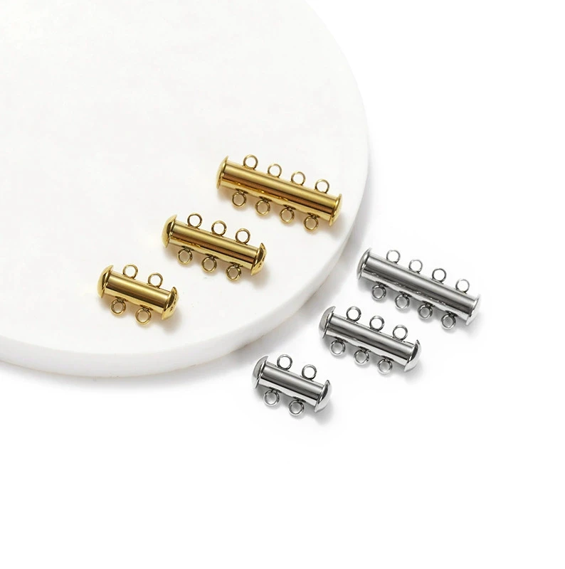 Minimalist Multi-Row Chain Button 2/3/4 Loops Gold Plated Stainless Steel  Making Accessories Connectors Multi Clasps for Jewelry