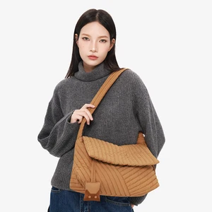 NOXXON Women Messenger Bag New Large Capacity Soft Cotton Nylon Bubble Bag Lightweight Solid Color Casual Sling Bag for Girls