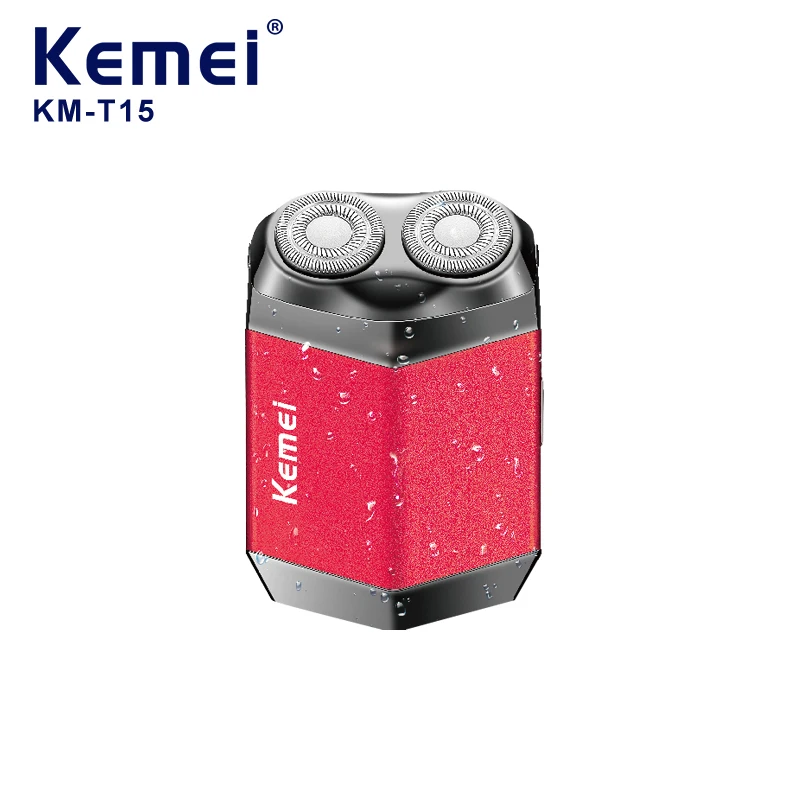 ماكينة حلاقة كهربائية محمولة للرجال من KEMEI Km-t15، ماكينة حلاقة كهربائية قابلة لإعادة الشحن بسكين مزدوج وشبكة USB للرجال