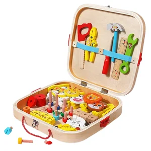 Multifunction 2 to 4 Years Children Wooden Educational Simulation Screw Nut Disassembly Diy Animal Assembly Kit Tool Box Gift