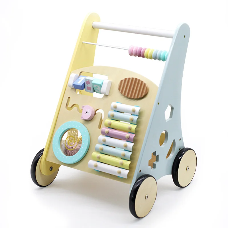 2021 manufacturer hot sales baby toys kids activity toy wooden push and pull learning walker multiple function children  toy