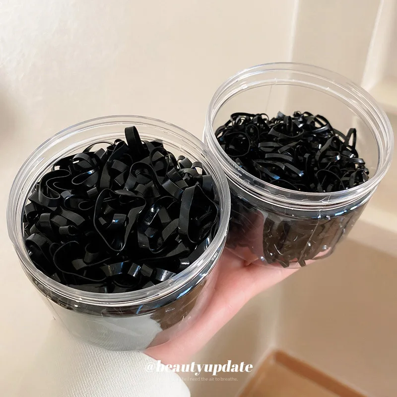 Одноразовая резинка для волос в коробке с резиновой лентой интернет-знаменитостей плотное черное маленькое кольцо Эластичные аксессуары оптовая продажа