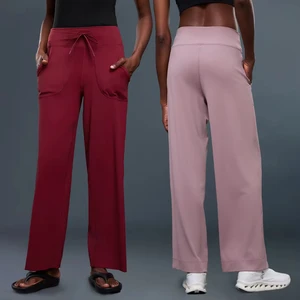 Women's Casual High Waisted Lightweight Sports Pants Pocket Loose Skin Friendly Sweat Absorbing Outdoor Fitness Yoga Pants