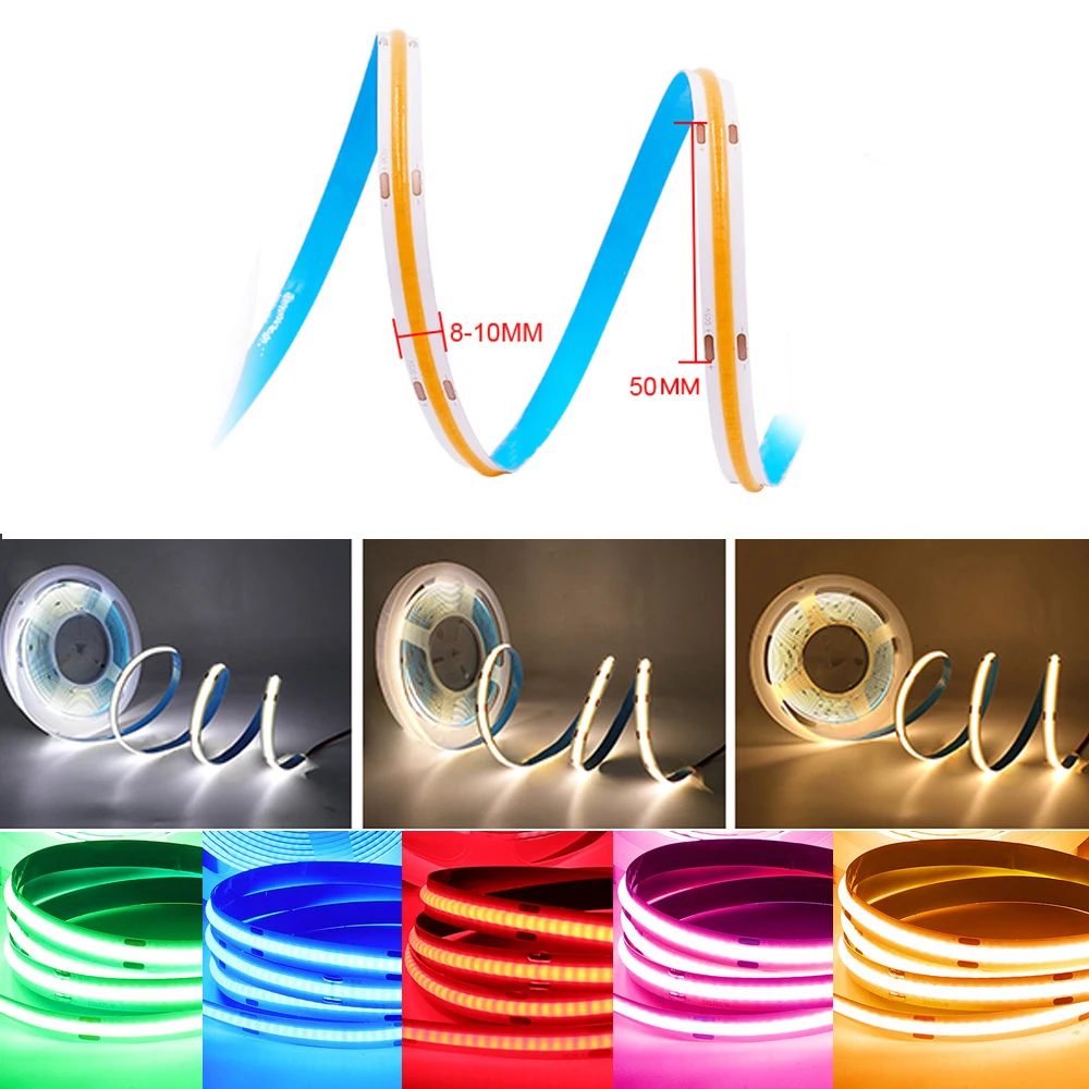 Ruban LED COB Haute Densité 320 LEDs/m - Flexible, 5V USB, Lumière Douce