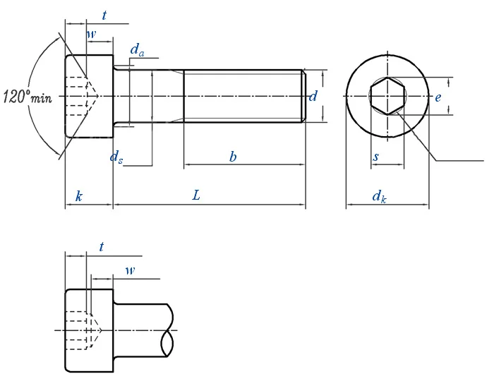 Din912 M6 Allen Bolt Ss 304 316 Stainless Steel Hexagon Socket Screw