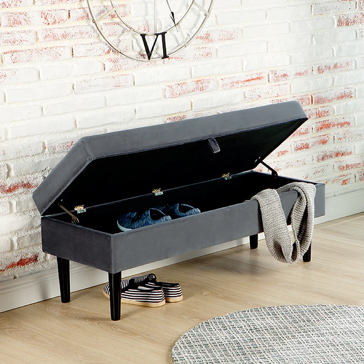 Customized Factory Wholesale Modern Storage Seat Pouffe Ottoman Upholstered Bench Bed End Stool