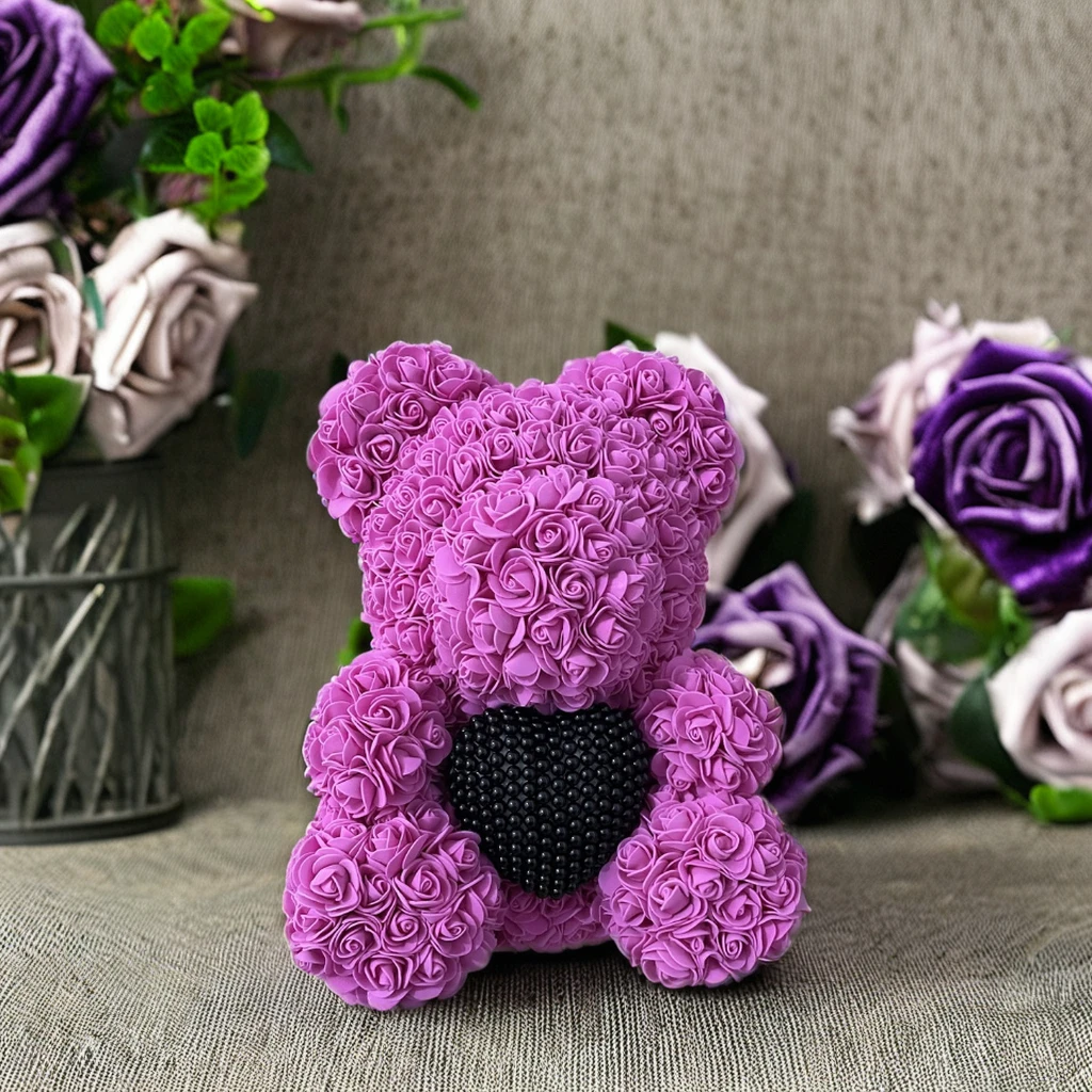 25cm Rose Bear Pearl Heart Floral Foam Gift Popular for Christmas  Graduation Valentine's Day Mother's Day New Year's Day