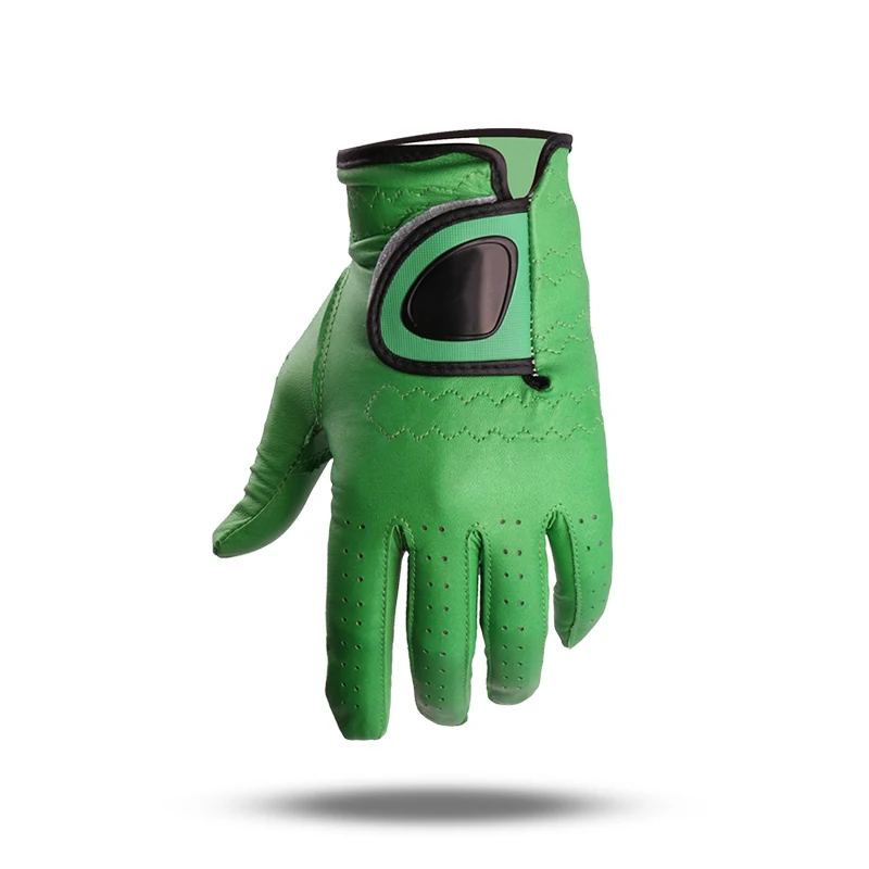 Высококачественные перчатки для гольфа зеленые кожаные Нескользящие износостойкие дышащие с индивидуальным