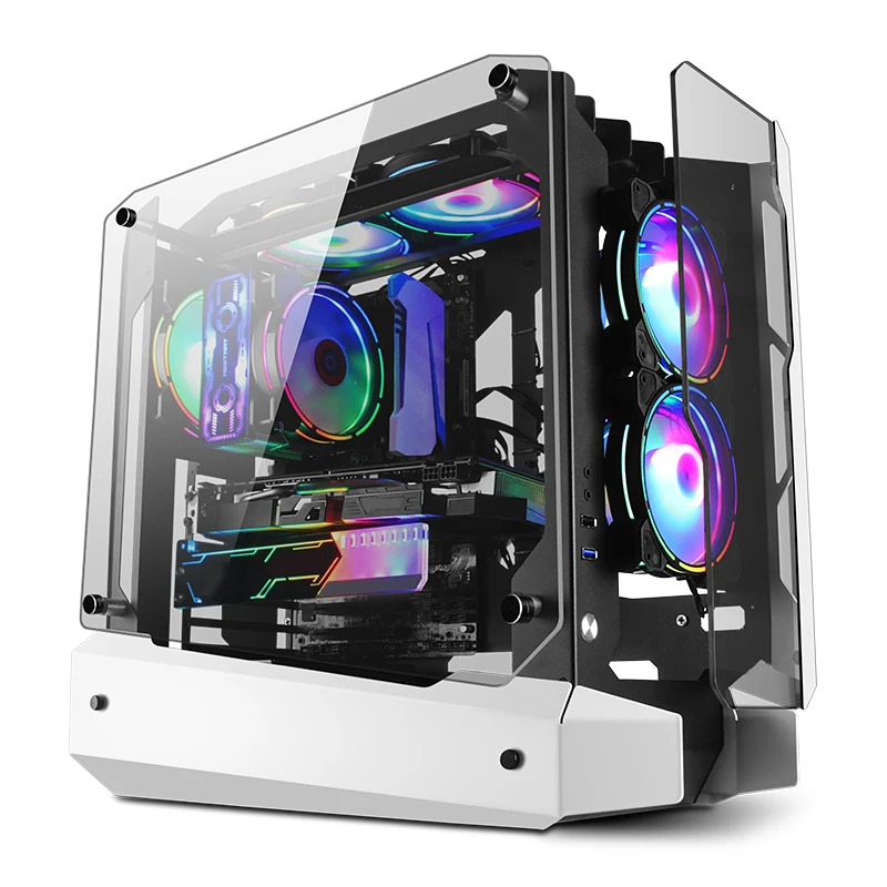 New Design White Computer Casing Cabinet Gaming Cabinet Pc Tower case Computer Cases & Towers with Fan Pc Gaming System Unit
