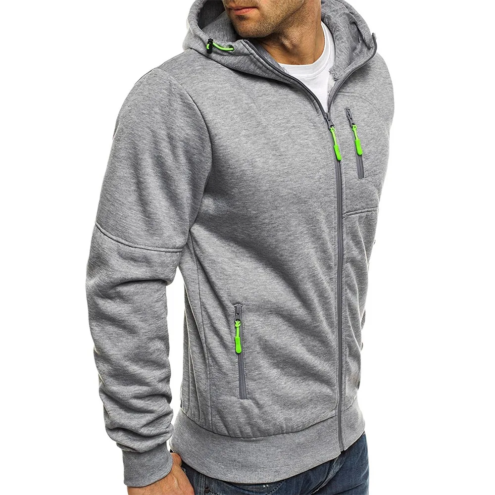 Gray Jacket Men's Hooded Jacquard Cardigan Sweater