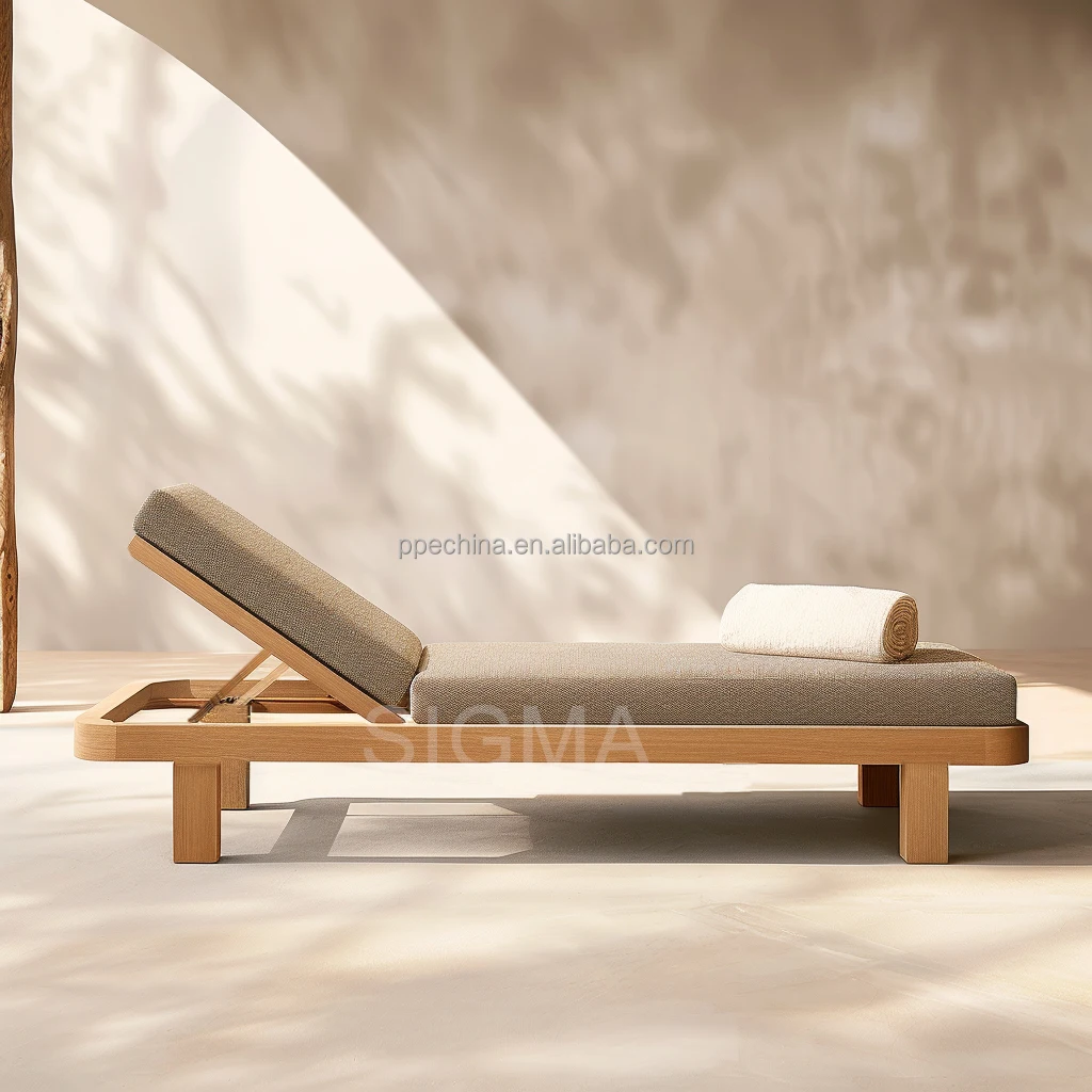 Handcraft outdoor furniture pool lounger teak wood sunbed customized new outdoor chaise lounge