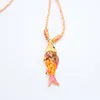 Yellow pink small fish necklace