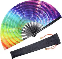 BSBH Promotional Low MOQ Large Bamboo Hand Fan With Custom Logo For Wedding Dance Holiday Festival Party Folding Fans