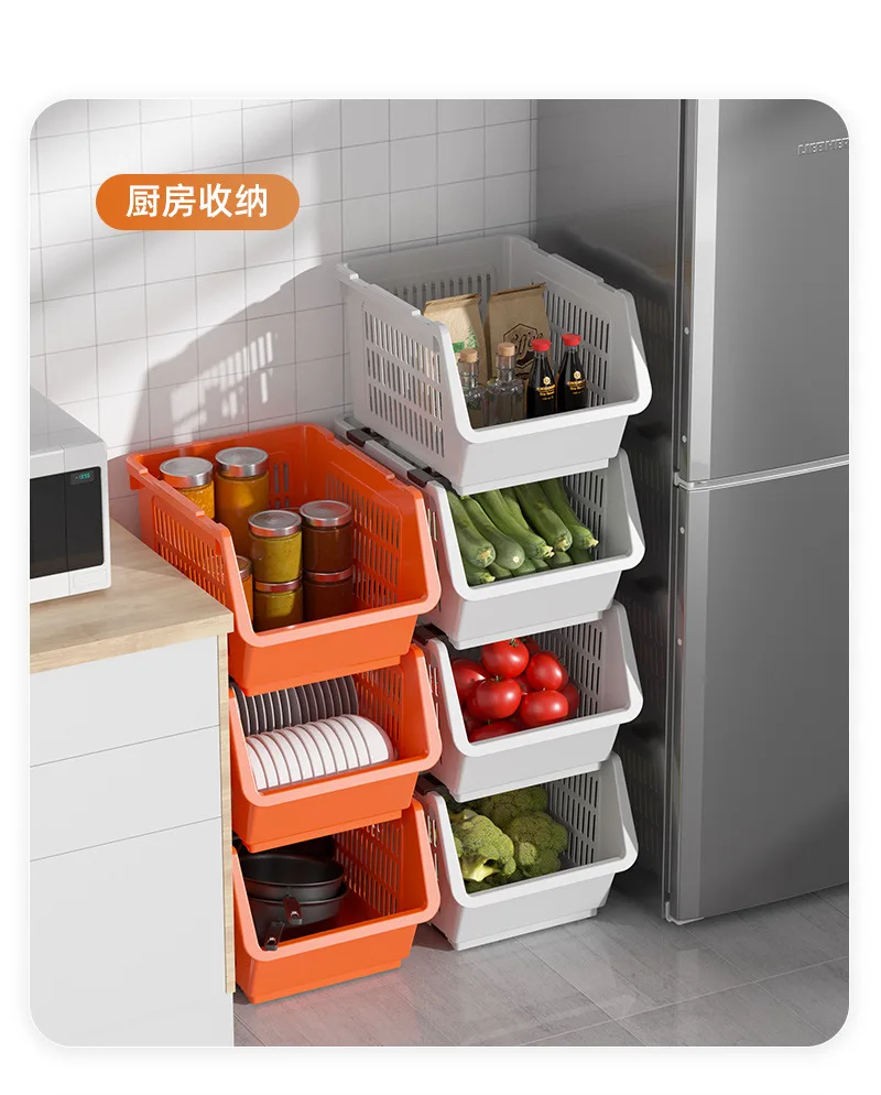 Plastic Floor Type Kitchen Storage Drawer Vegetable And Fruit Storage Rack Multi-functional Toy Shelf