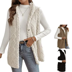 Hot Selling Long Knitted Breathable Eco-Friendly Autumn Winter Women's Double-sided Plush Casual V-neck Single Button Vest