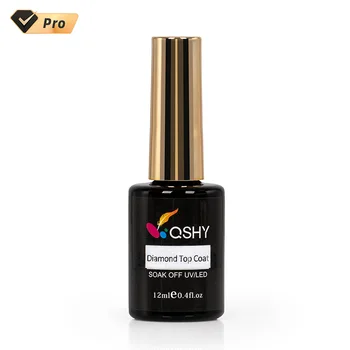 QSHY Custom Logo Soak Off UV/LED Glossed Reflective Organic Diamond Top Coat Resin Gel Nail Polish
