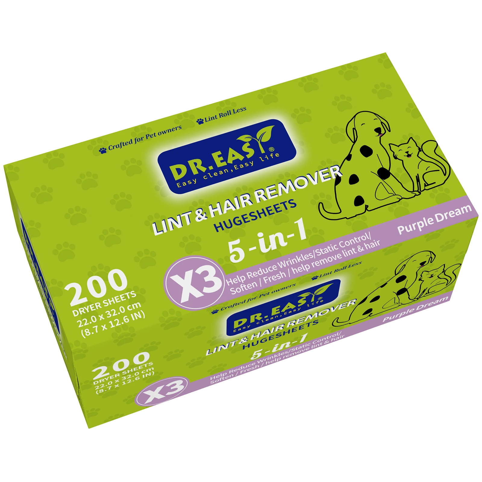 Dr.Easy Eco-Friendly Lavender Fragrance Fabric Softener Perfume Solid Disposable Dryer Sheets for Apparel