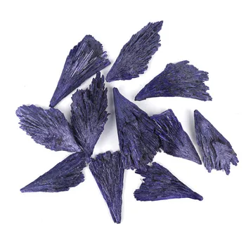 Natural Blue Colors and Minerals Blue Titanium Aura Quartz Crystal Tail Black Tourmaline