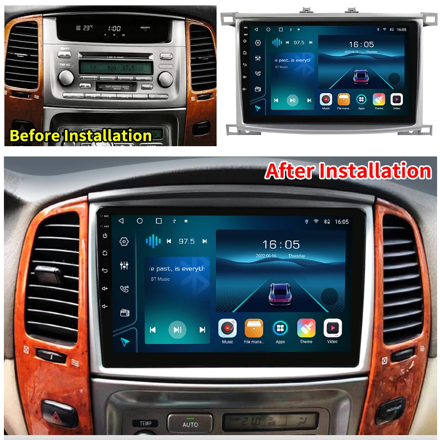 Krando 9" Car Multimedia for Toyota Land Cruiser LC100 Lexus LX470 2002 - 2007 Android Head Unit Wireless Carplay Android 14 5G