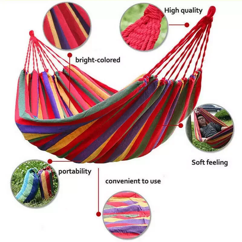 Sleeping Camping Hammock Outdoor Portable Nylon Canvas Travel Washable Swing Bed Free Storage Bag Camping & Hiking Gear Foldable