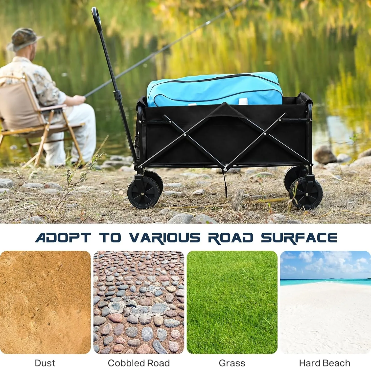 Collapsible Utility Folding Wagon Cart - Heavy Duty & Versatile