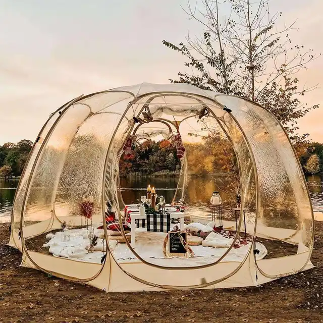 Factory Direct Net Red Pvc Dome Garden Canopy Tents Outdoor Restaurant Private Spherical Tent Full Transparent Starry Tent