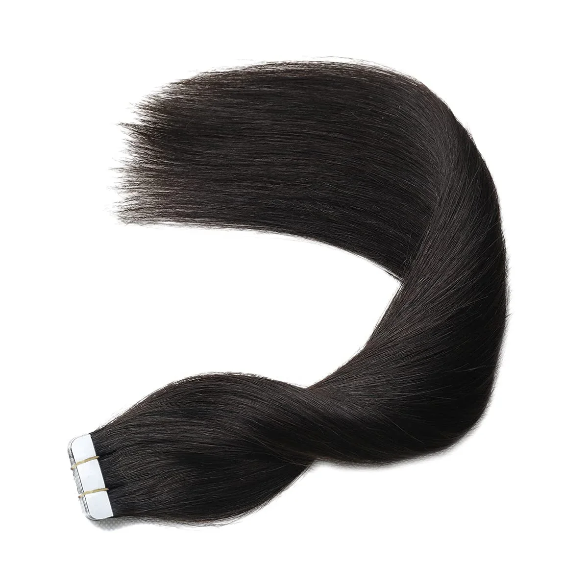Extensii de păr drepte cu bandă adezivă, culoare naturală braziliană, fără sudură, păr uman real_voghion.com