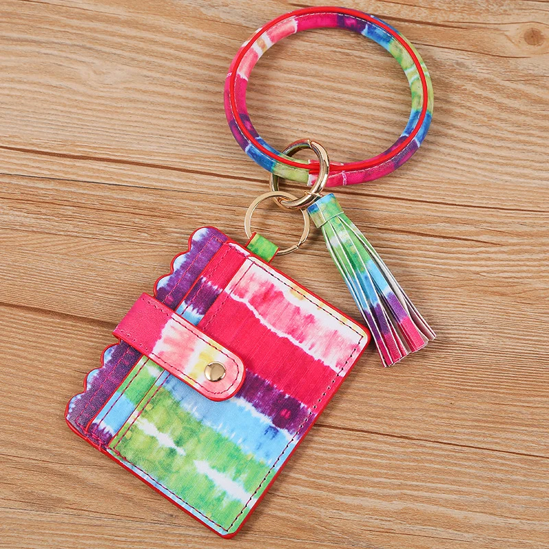 Women's Multifunctional PU Leather Wristlet Wallet Bracelet Keychain with Tassel Card Holder Credit Card Purse and Pocket