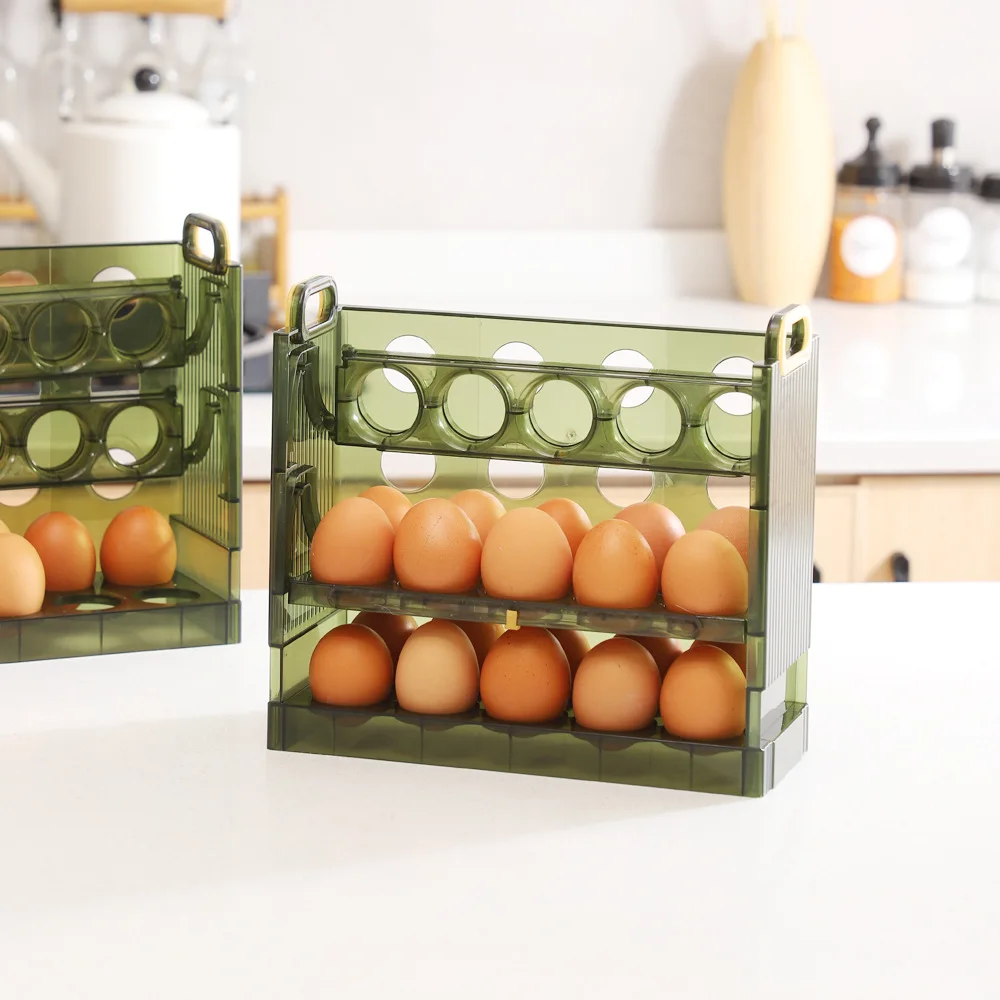 Egg storage box Refrigerator side door food grade egg tray for household kitchen Folding and flipping egg carton