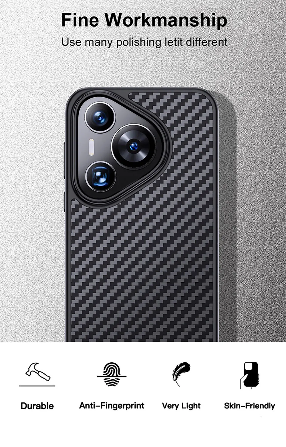 Aramid Fiber Phone Case For Huawei Pura 70 Pro Ultra P60 50 2 In 1 Tpu Pure Colour Camera Lens Protection Sjk409 Laudtec details