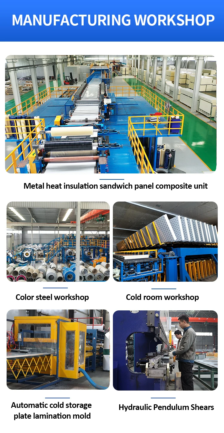 Color steel corrugated insulated PIR/PUR/rock wool/EPS sandwich panel for roof and wall of cold room/warehouse