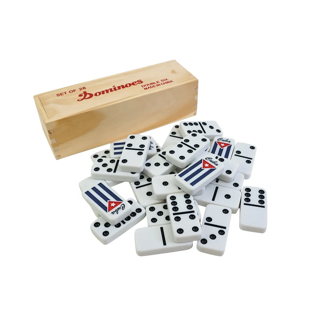 プロフェッショナルキューバドミノゲームセット28個入り、木箱付き