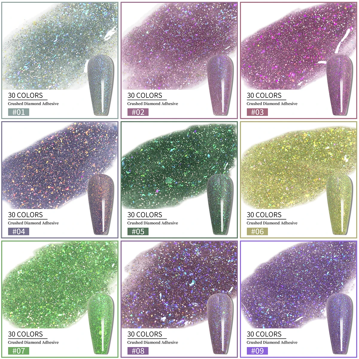 OEM Wholesale Nail Supplies Disco Crushed Shinny Bling Diamond Gel Nail Polish Fluorescent Powder Glitter Gel Polish