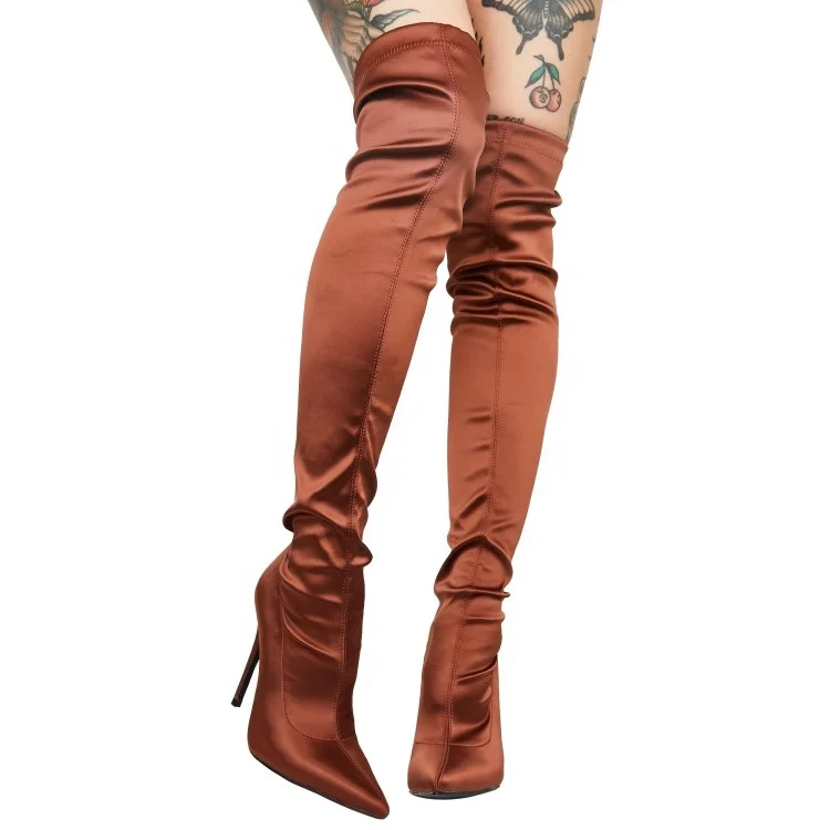 stretch fabric long boots