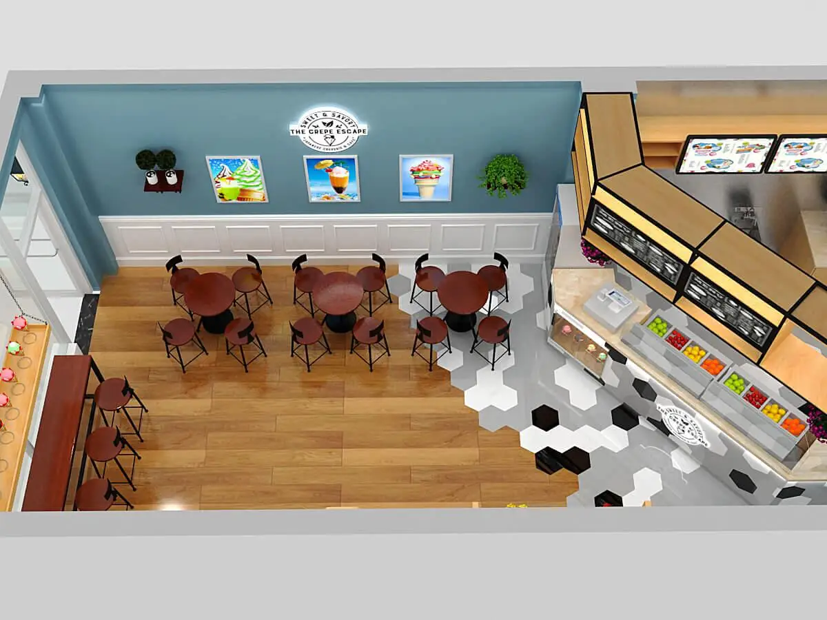 3d Crepe Shop Design
