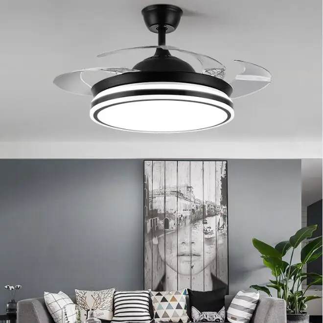 Modern Ceiling Fan With Led Light Remote Control Hidden Blades Electric Led Ceiling Fans With Light