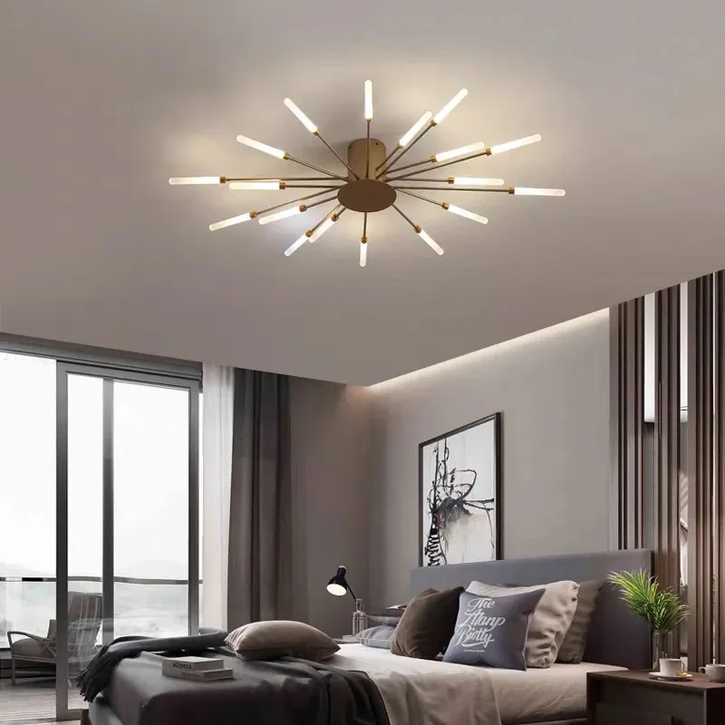Nordic Fireworks Rotating LED Ceiling Lamp Simple High-end Living Room Lamp Creative Personality Home Decoration Chandelier