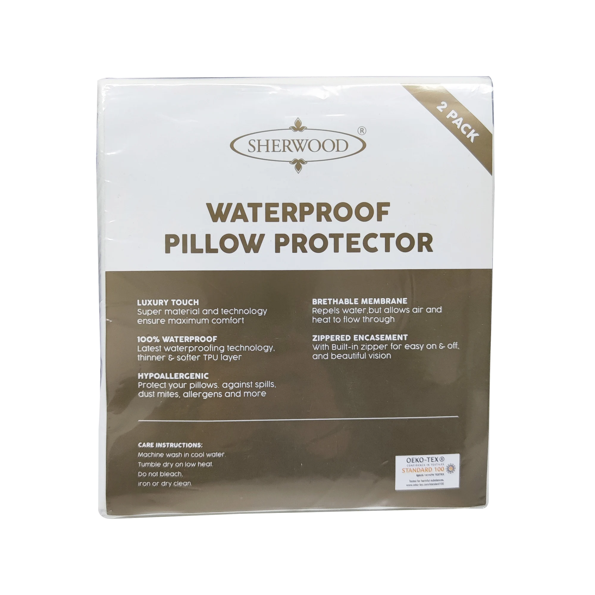 100 Waterproof Queen Size Zipped Pillow Protector Pillow Case Cover