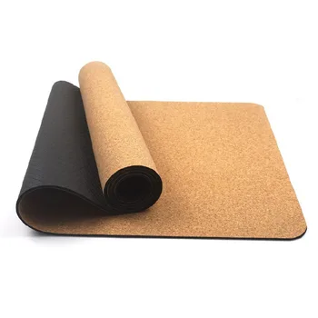 Yoga specific natural cork TPE anti slip base mat soundproof fitness cork thickened yoga mat for home use
