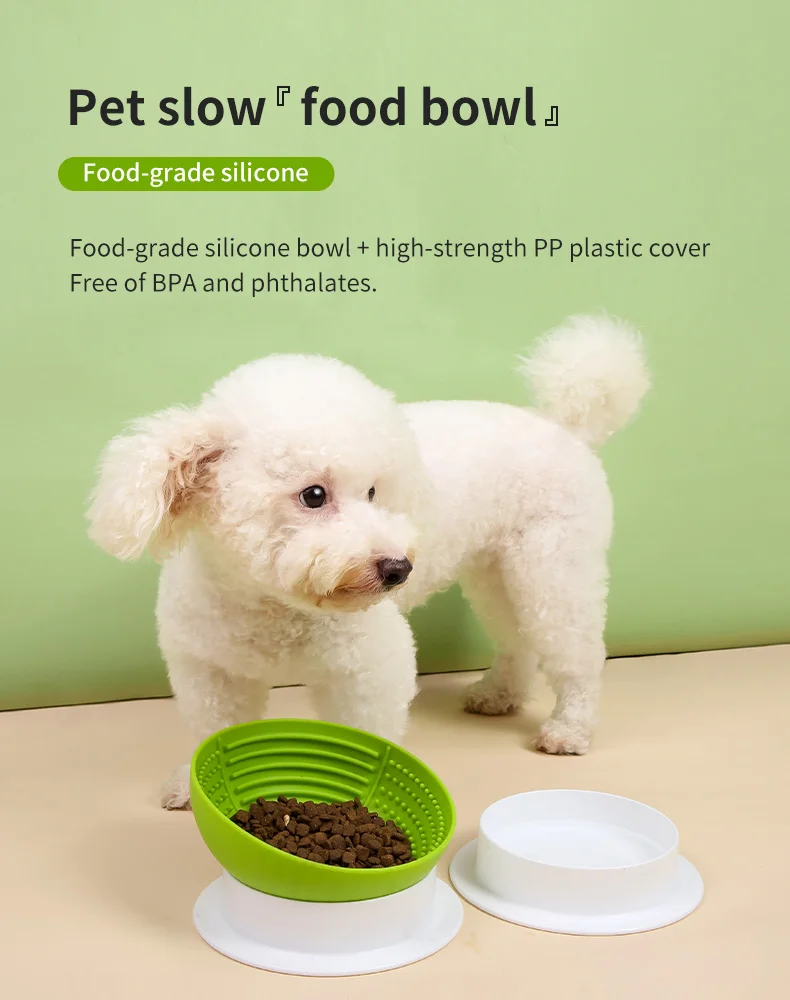 Eco Friendly Custom Raised Elevated Silicone Pet Food Bowl Slow Feeder