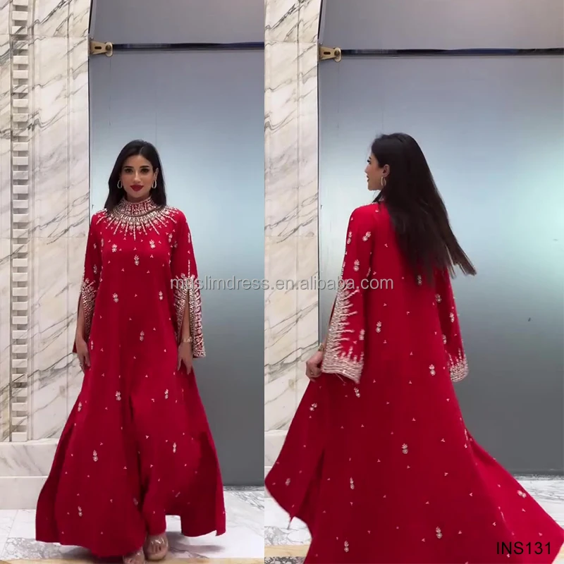 Elegant 2025 Eid Ramadan Kaftan Dress for Women - Red Beaded Dubai ...