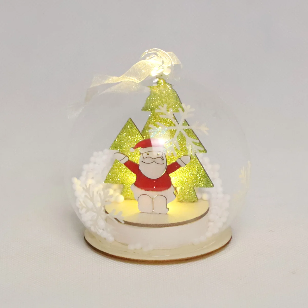 Wholesale 80mm Hanging Christmas Glass Ball Ornaments Battery Operated Light Christmas Glass Snow Ball