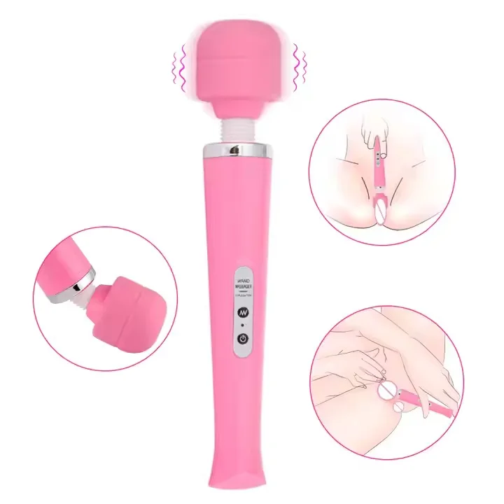 Four Colors Multi Speed Rotating Head Vibrating Girl Pussy Vagina Vibration Fitness Magic AV Wands Massage Vibrator for Women