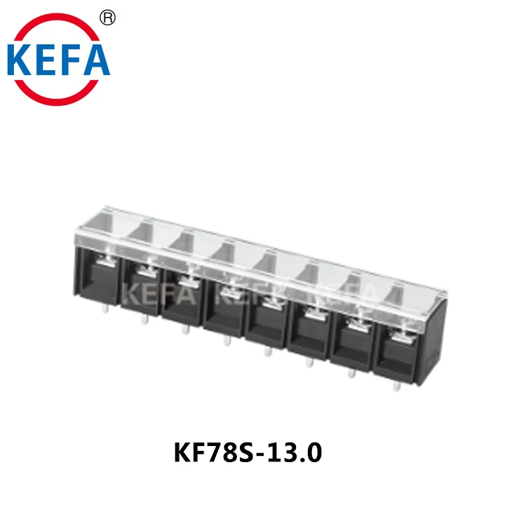 Blocanna teirminéil aon-ró a 13mm ó Kefa, ceanglóirí leictreacha le screwbholt ar phláta crua, blocanna teirminéil ardfhorghabhála le bárra