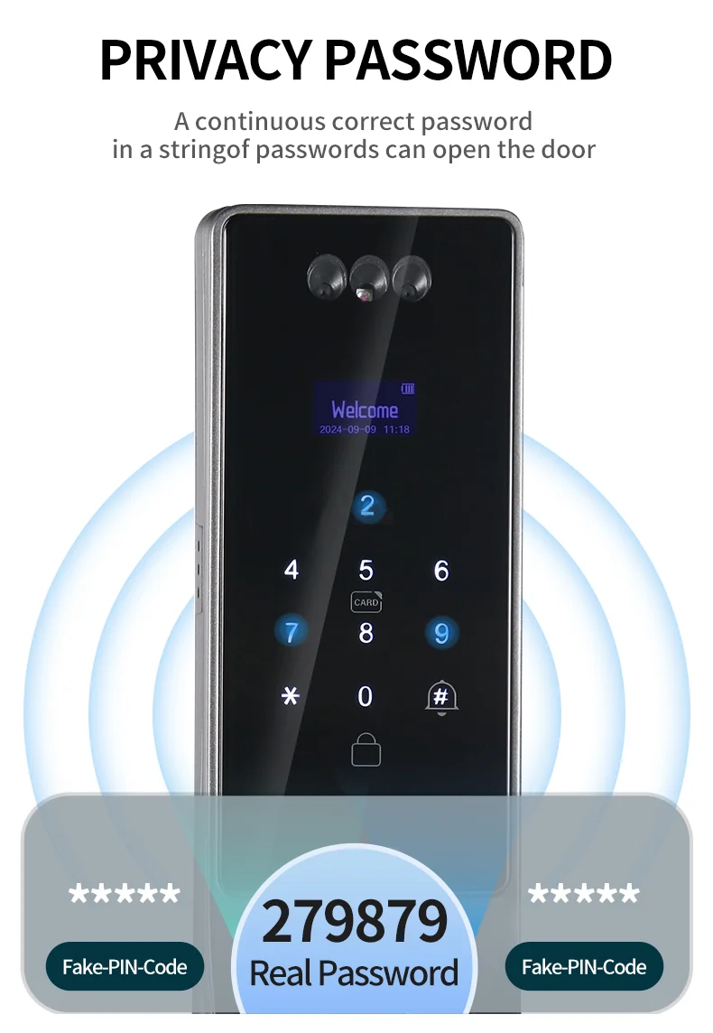 广州ONLENSE 3D人脸可视对讲自动指纹锁Wishome APP别墅公寓门锁支持OEM