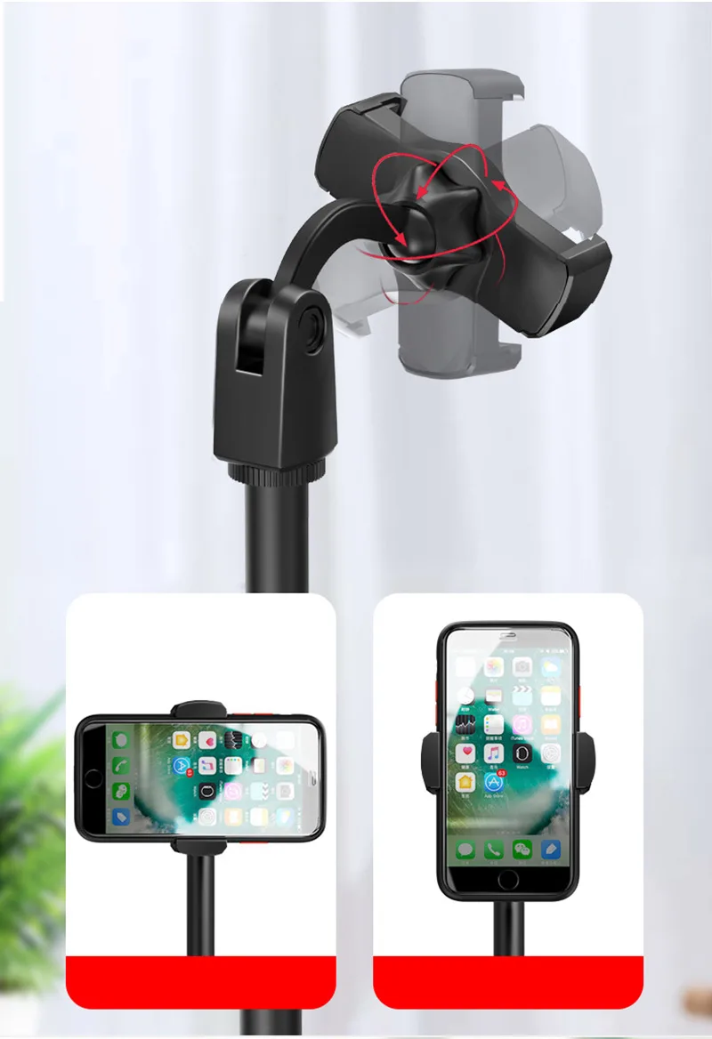 2 in 1 Mobile Phone Holder Tablet Stand Desk 360 Rotate for Desktop Live Streaming Overhead Shoot Video Round Base