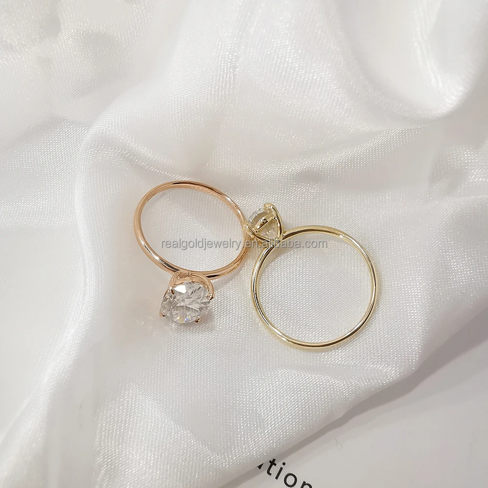Pure 14k Real Gold Ring Solitaire Stone 1ct 2ct 3ct Moissanite Ring