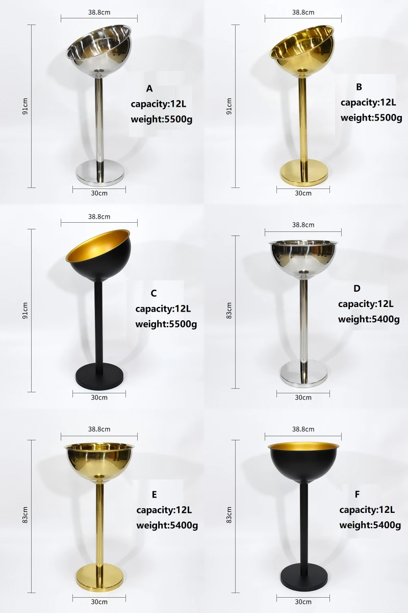 Wholesale Custom Logo Champagne Buckets Cooler 12l Bevel Connection Stand Stainless Steel Ice