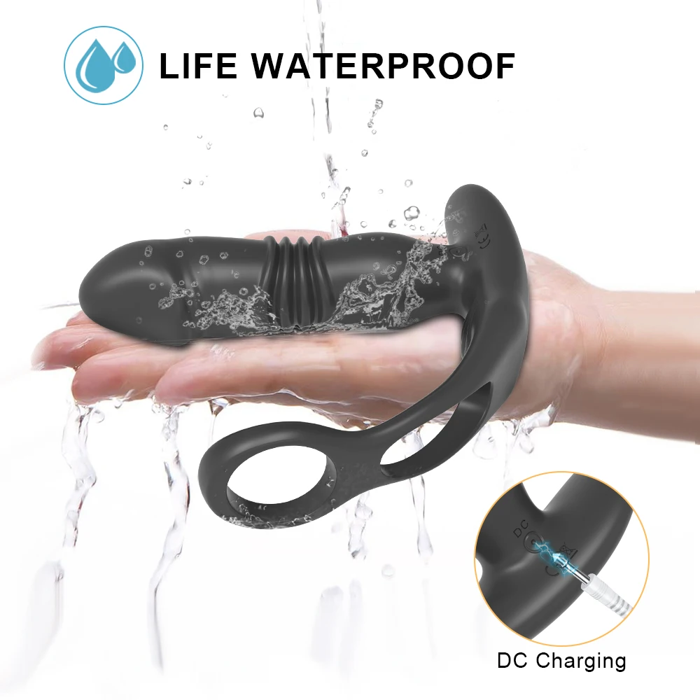 App Control 9 Thrusting and Vibration Modes  Prostate Stimulator and Cock Ring Anal Plug for Men